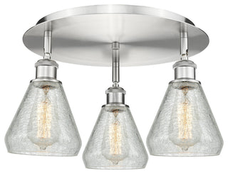 Innovations Conesus 3 17.75" Flush Mount Satin Nickel