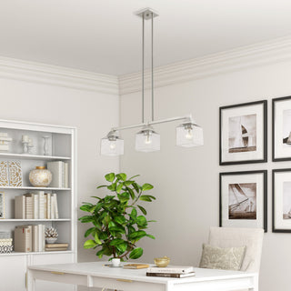 Aragon 3 Light Brushed Nickel Linear Chandelier