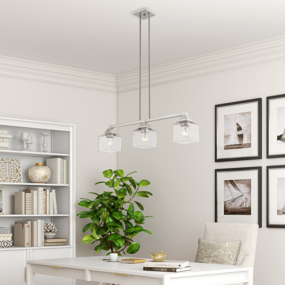Aragon 3 Light Brushed Nickel Linear Chandelier