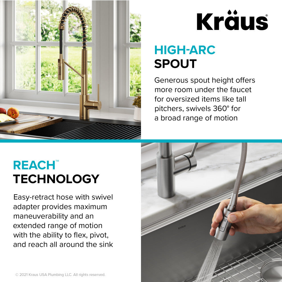 Oletto Commercial Pull-Down 1-Hole Kitchen Faucet, SFACB