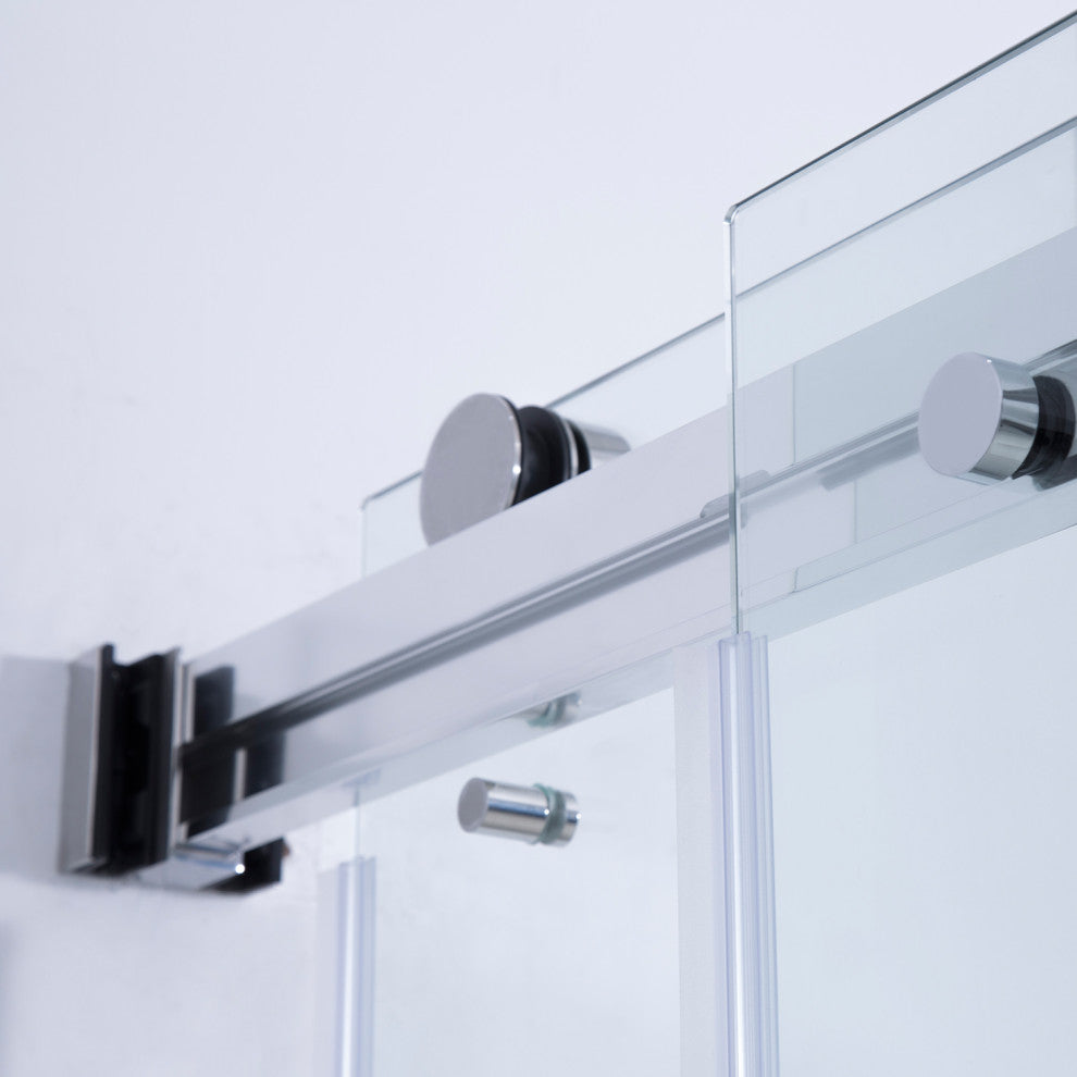 Spezia 60" W x 76" H Sliding Frameless Shower Enclosure, Polished Chrome, 60" W X 76" H