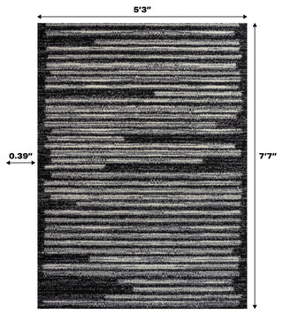 Khalil Modern Berber Stripe Black/Cream 3 ft. x 5 ft. Area Rug
