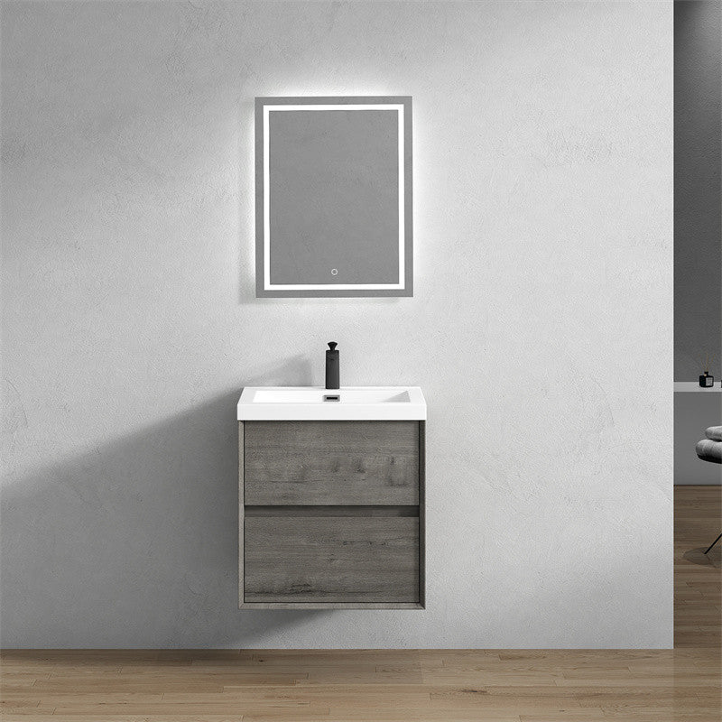 Ashley 24'' Floating Vanity, Acrylic Top, Smoke Oak