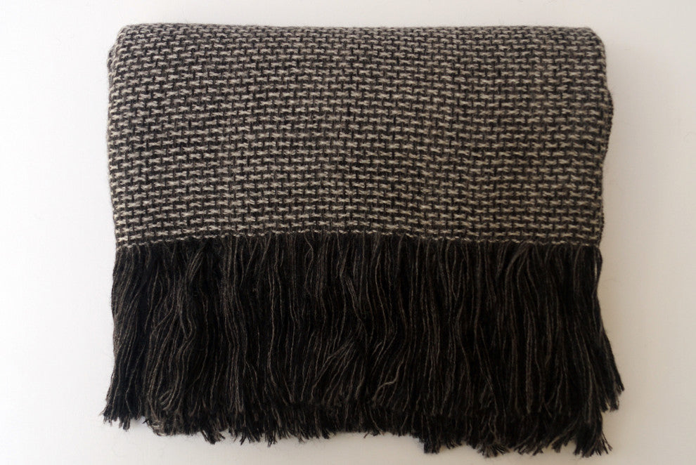 Alpaca and Wool Silky Soft Throw Blanket, Light Grey