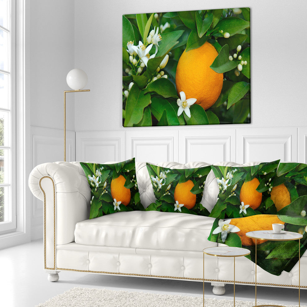 Orange Blossom Portrait Throw Pillow, 16"x16"