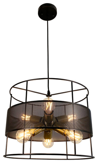 Nicte 6 Light Brass and Black Cage Chandelier
