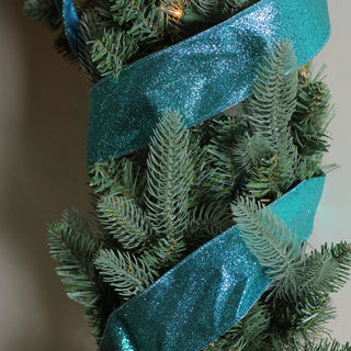 Shimmering Teal Solid Wired Christmas Craft Ribbon