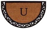 Ornate Scroll Monogram Doormat 2'x3', Letter U
