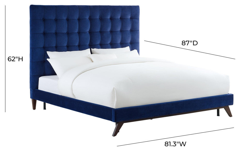 Eden Navy Velvet Bed, King