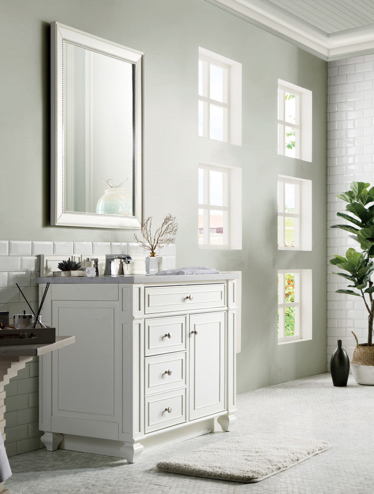 Bristol 36" Single Vanity Bright White, Arctic Fall Solid Surface