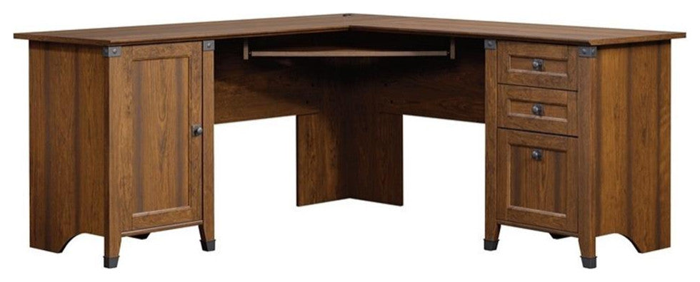 Sauder Carson Forge Engineered Wood L-Desk in Washington Cherry