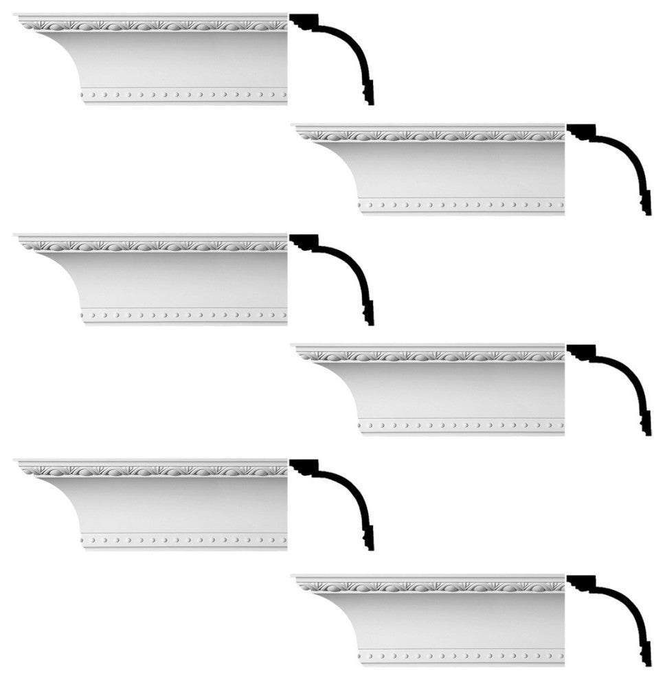 Ornate Cornice White Urethane Ashlyn Design 6 Pieces Totaling 564" Length