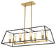 Lloyd 4-Light Industrial Iron LED Pendant, Black/Brass Gold, Width: 35"