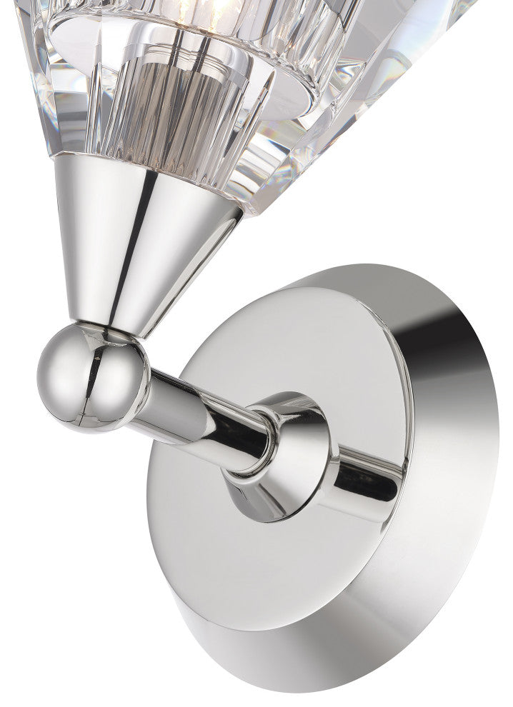 1 Light Polished Nickel Crystal Single Sconce