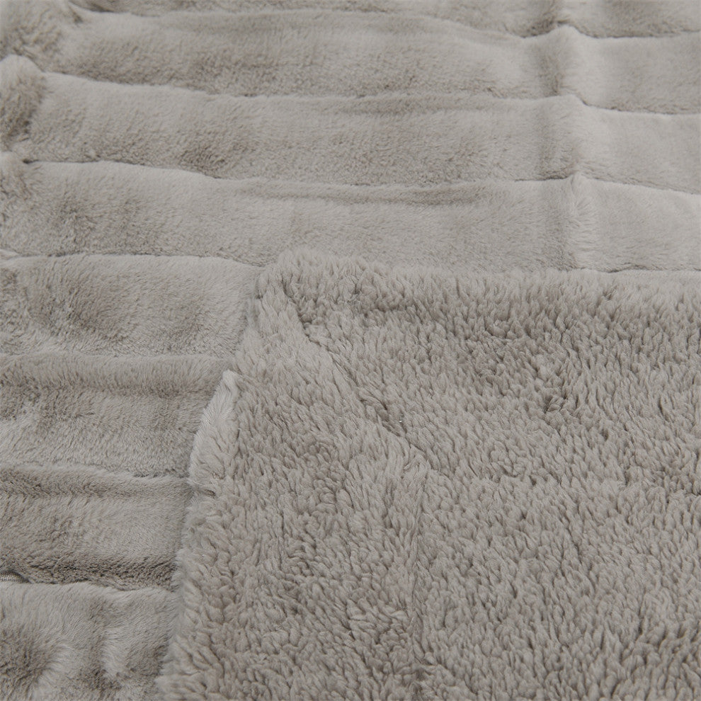 Super Mink Faux Fur Throw Blanket, Pure Cashmere, 50"x60"