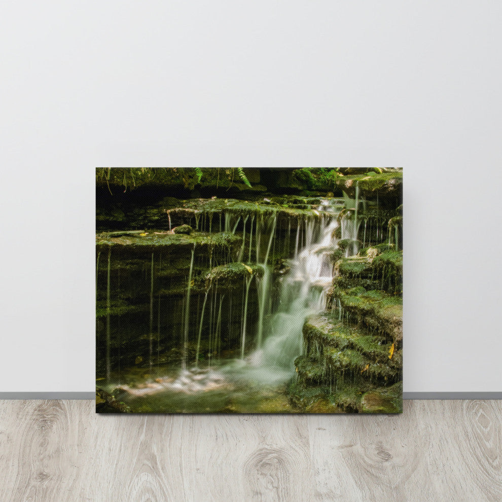 Pixley Falls 1 Rural Waterfall Landscape Photo Canvas Wall Art Print, 16" X 20"