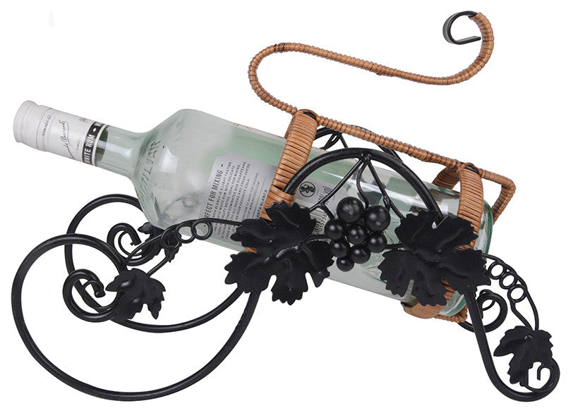 On the Vine Embellished Metal Carriage Wine Holder