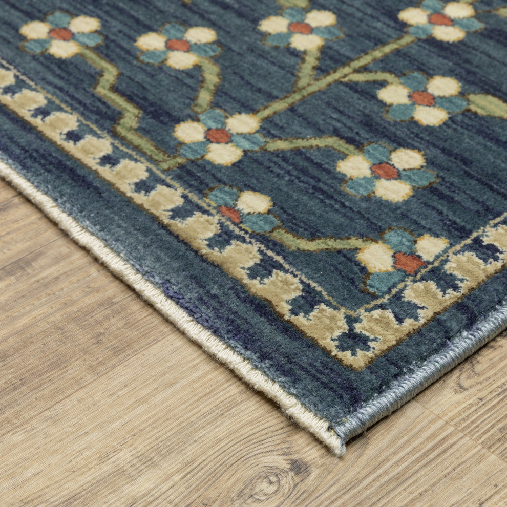 Fabienne Oriental Floral Indoor Area Rug, Blue, 5'3"x7'6"