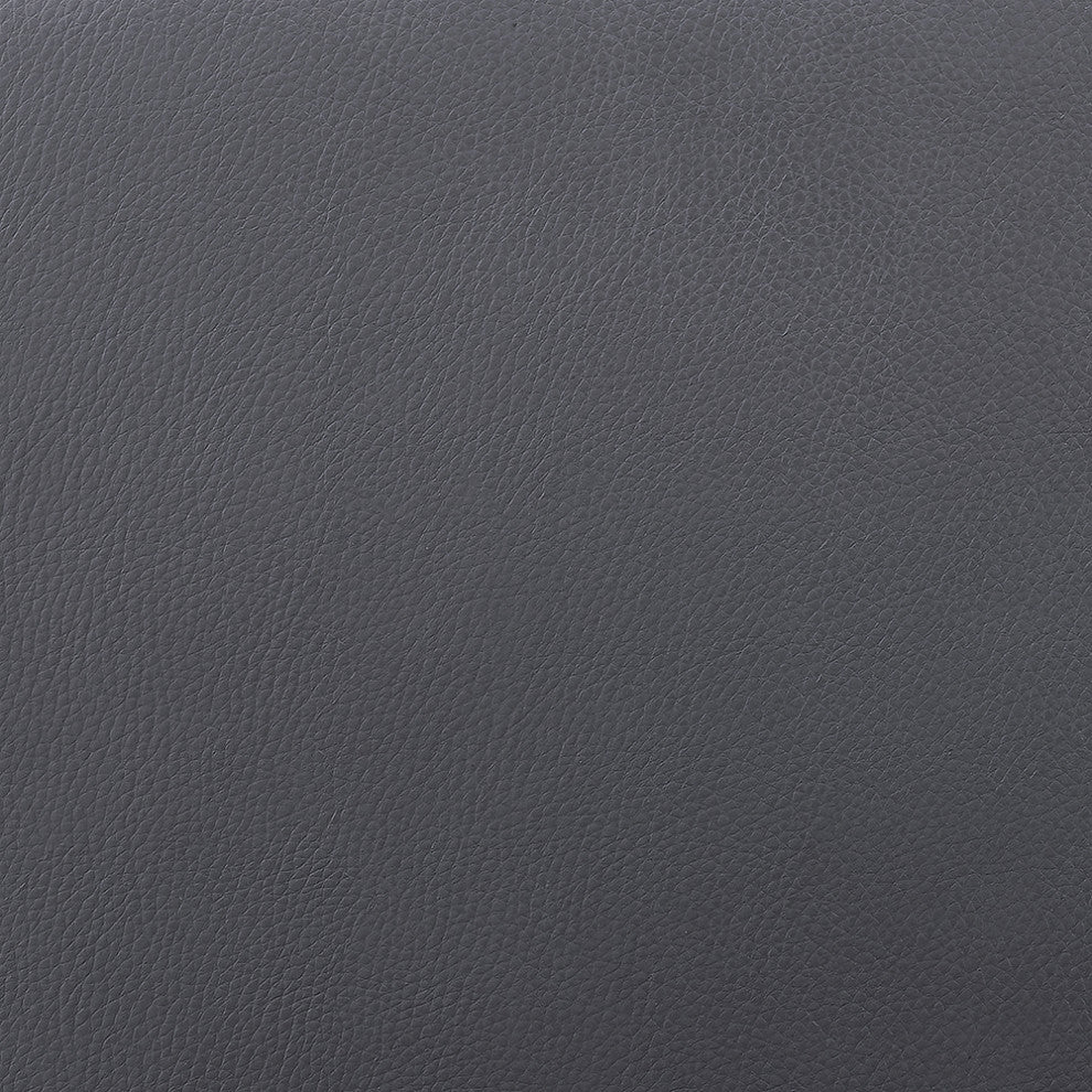 Larisa Adjustable Black Wood Bar Stool Gray Faux Leather Bronze and Black Metal