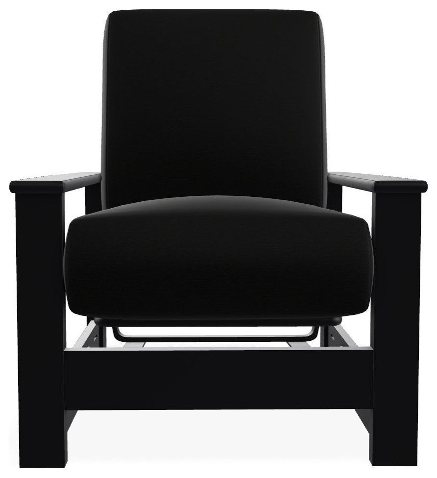 Leeward Deep Seat Outdoor Armchair with Hidden Motion, Black/Black