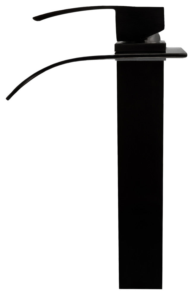 Rettangolare Clear Slate Grey Scalloped Glass Vessel Bath Sink Faucet Drain, Matte Black