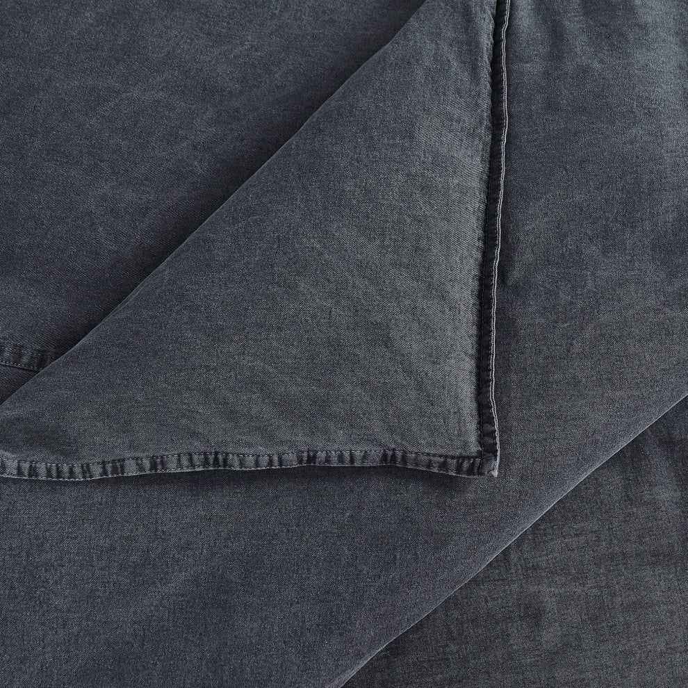 Stonewashed Cotton Canvas Duvet Cover Set, 3PC, Charcoal, Super King