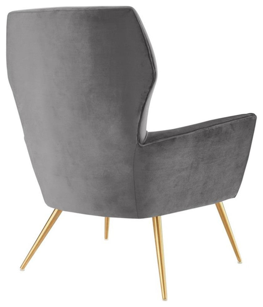 Renata Button Tufted Performance Velvet Armchair, Gray