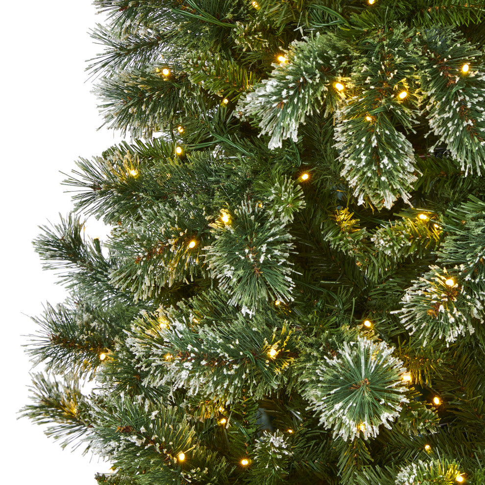 9' Wisconsin Slim Snow Tip Pine Faux Christmas Tree With 800 Clear LED Lights