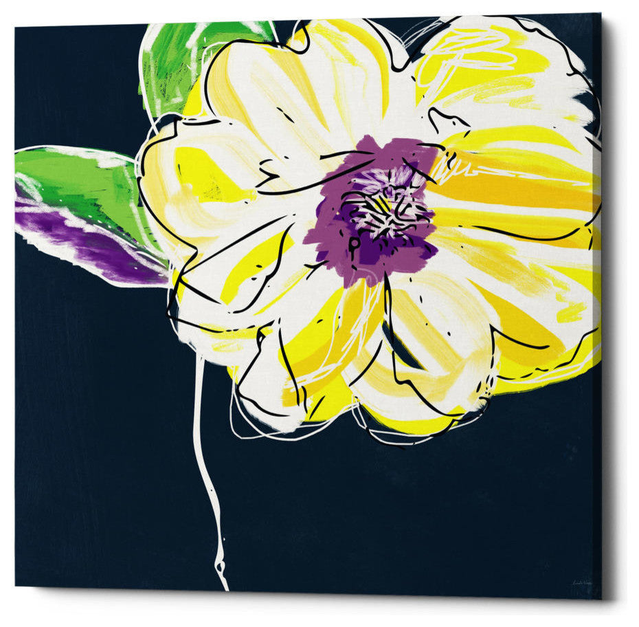 Epic Graffiti "Yellow Rose" by Linda Woods, Giclee Canvas Wall Art, 18"x18"