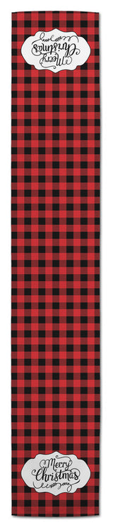 Merry Christmas Red Black Buffalo Check Table Runner, 16"x90"