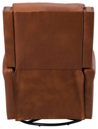 Genuine Leather Swivel Rocker Recliner, Saddle