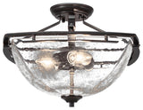 Uptowne 3-Light Semi-Flush Mount, Dark Granite/Clear Bubble