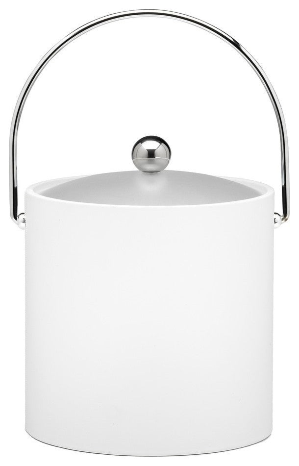 Kraftware Metal and Chrome Ice Bucket, White