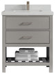 Parker 30 Single Sink Bath Vanity in Elephant Skin Gray  2" Carrara Quartz