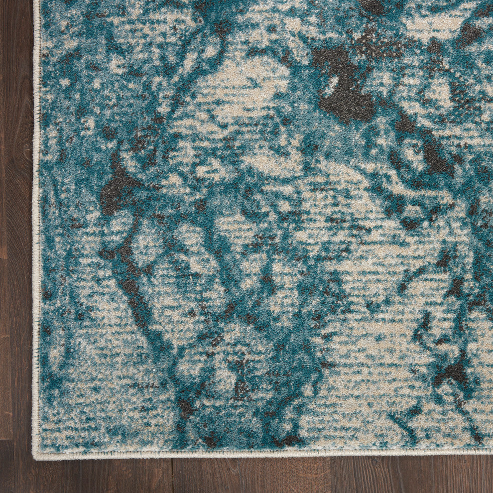 Nourison Maxell 9' x 12' Ivory/Teal Modern Indoor Area Rug