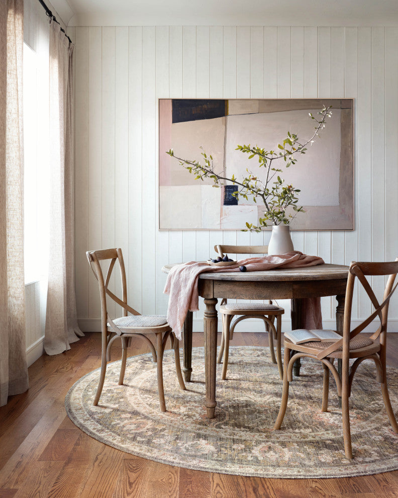 Chris Loves Julia x Loloi Rosemarie Area Rug, Sage/Blush, 5'-0" X 5'-0" Round