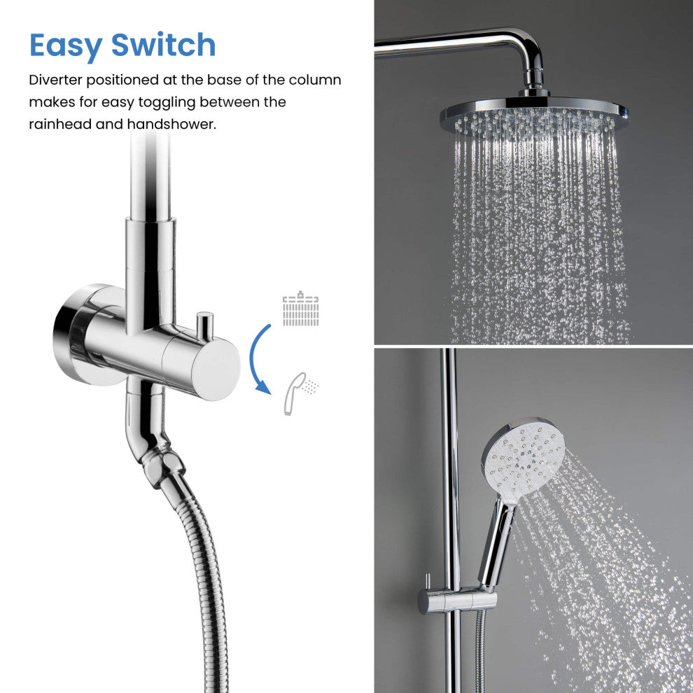 Circular Shower Column With Dual Function Shower Head, Chome, Without Rough in Valve