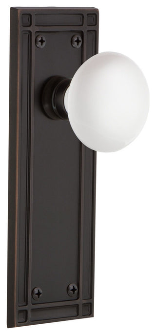 Mission Plate Double Dummy Porcelain Door Knob, White