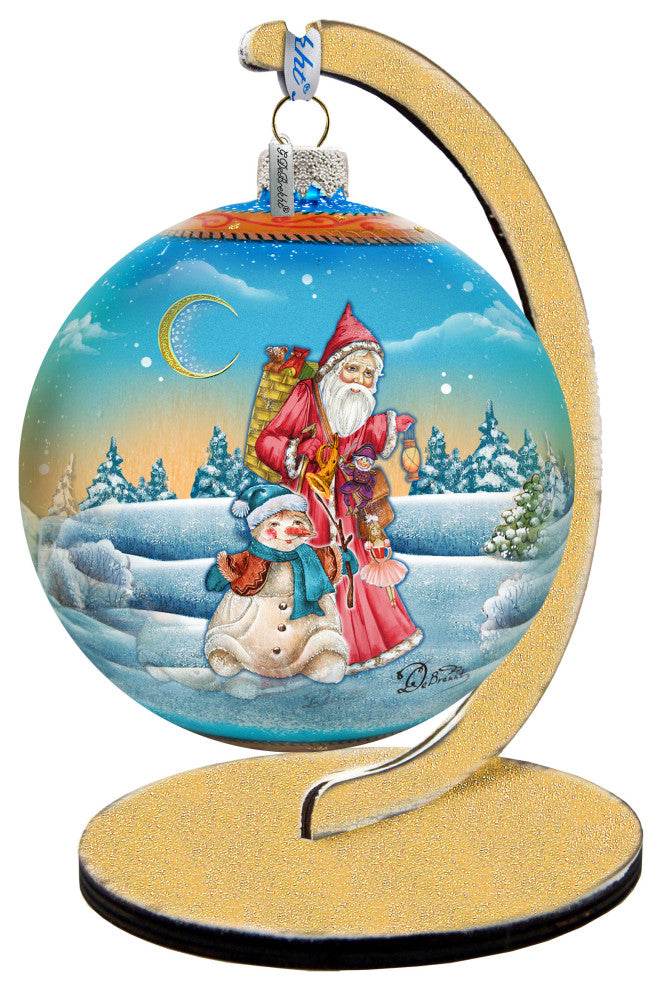 Hand Painted Scenic Glass Ornament Winter Village Christmas Ball