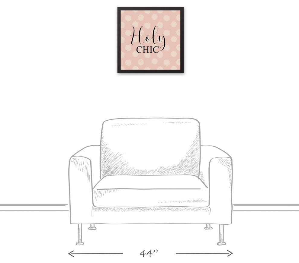 Holy Chic Cream Polka Dots on Pink 13.73x13.73 Black Framed Canvas