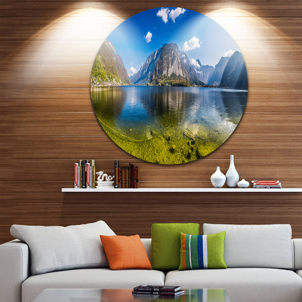 Crystal Clear Mountain Lake In Alps, Landscape Round Wall Art, 23"