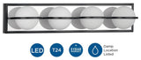 Pearl LED 4-Light Opal Glass LED Modern Bath Vanity Light, Matte Black