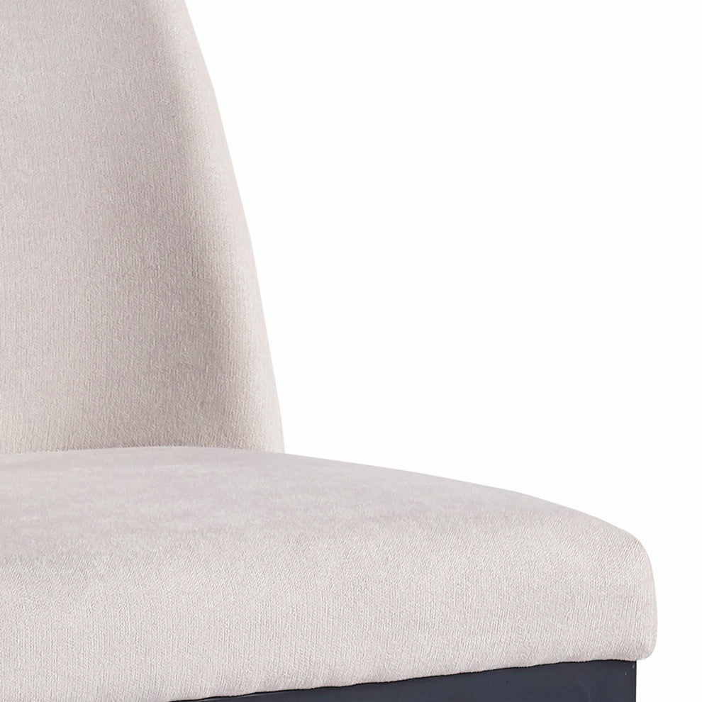 Modern Fabric and Metal 26" Counter Stool, Set of 2, Beige and Black