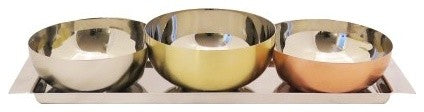 Classic Touch Multi-Tone Rectangular Tray with 3 Assorted Colored Bowls