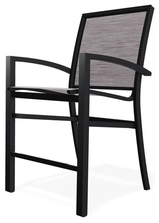 Kendall Sling Balcony Height Stackable Outdoor Stool, Fossil/Black