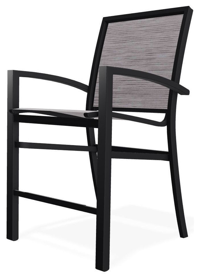 Kendall Sling Balcony Height Stackable Outdoor Stool, Fossil/Black