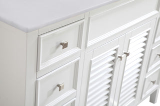 48" Single Bathroom Vanity, White With Ivory White Engineered Marble