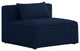 Cube Upholstered Modular Component, Navy, Linen Texured Fabric, Armless Chair