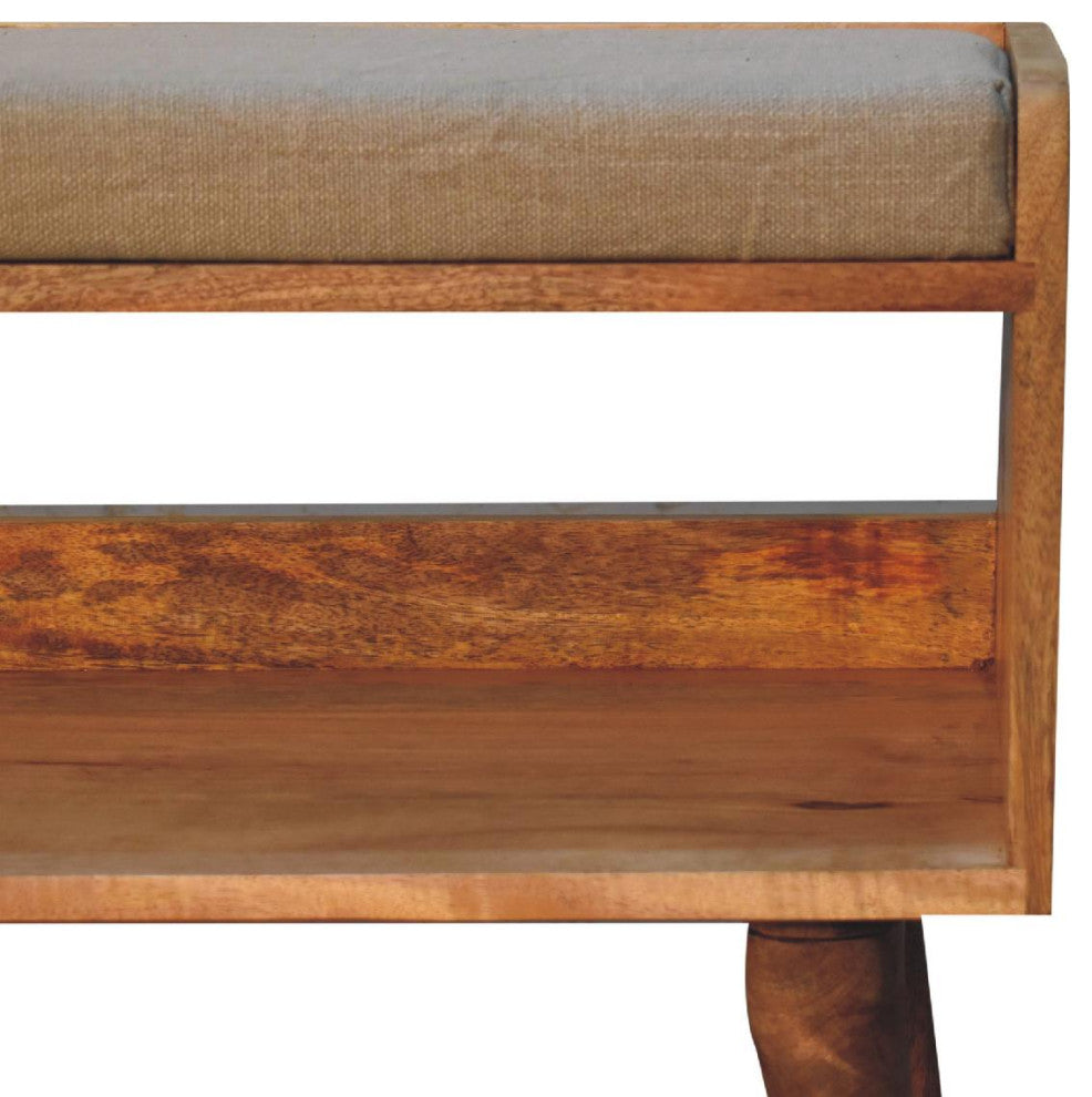 Oak-ish Nordic Storage Bench With Mud Linen