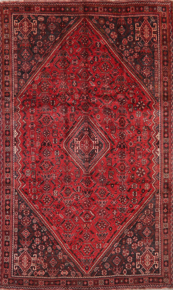 Consigned, Oriental Vintage Traditional Hand-Knotted Persian Area Rug, Red, 6x9